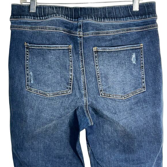 Spanx Distressed Medium Denim Wash Skinny Jeans Size XL Pull-On Shaping Stretch - Picture 5 of 9